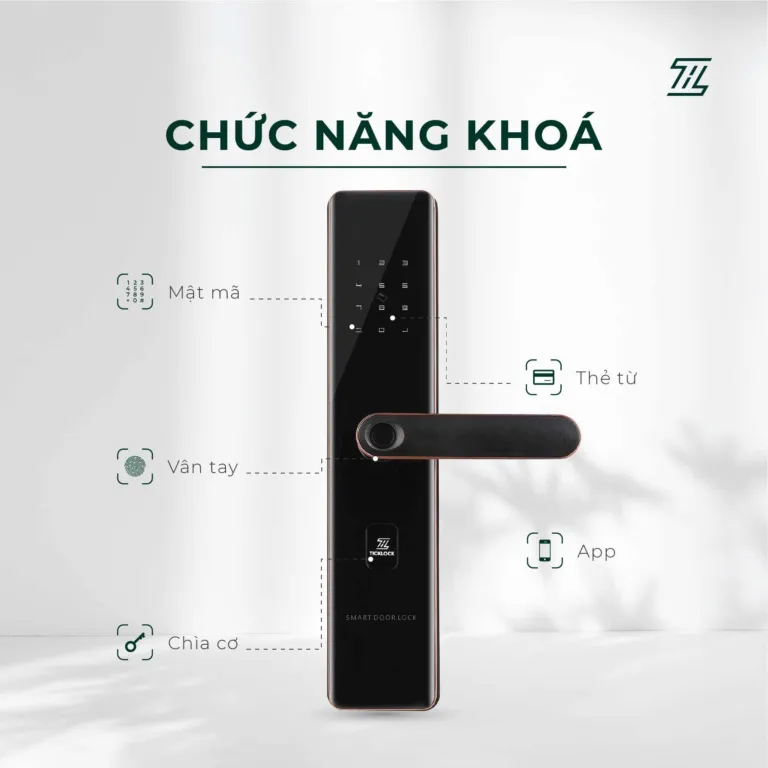 Khoá vân tay thông minh Ticklock SL07 Red Bronze - AKIA Smart Home