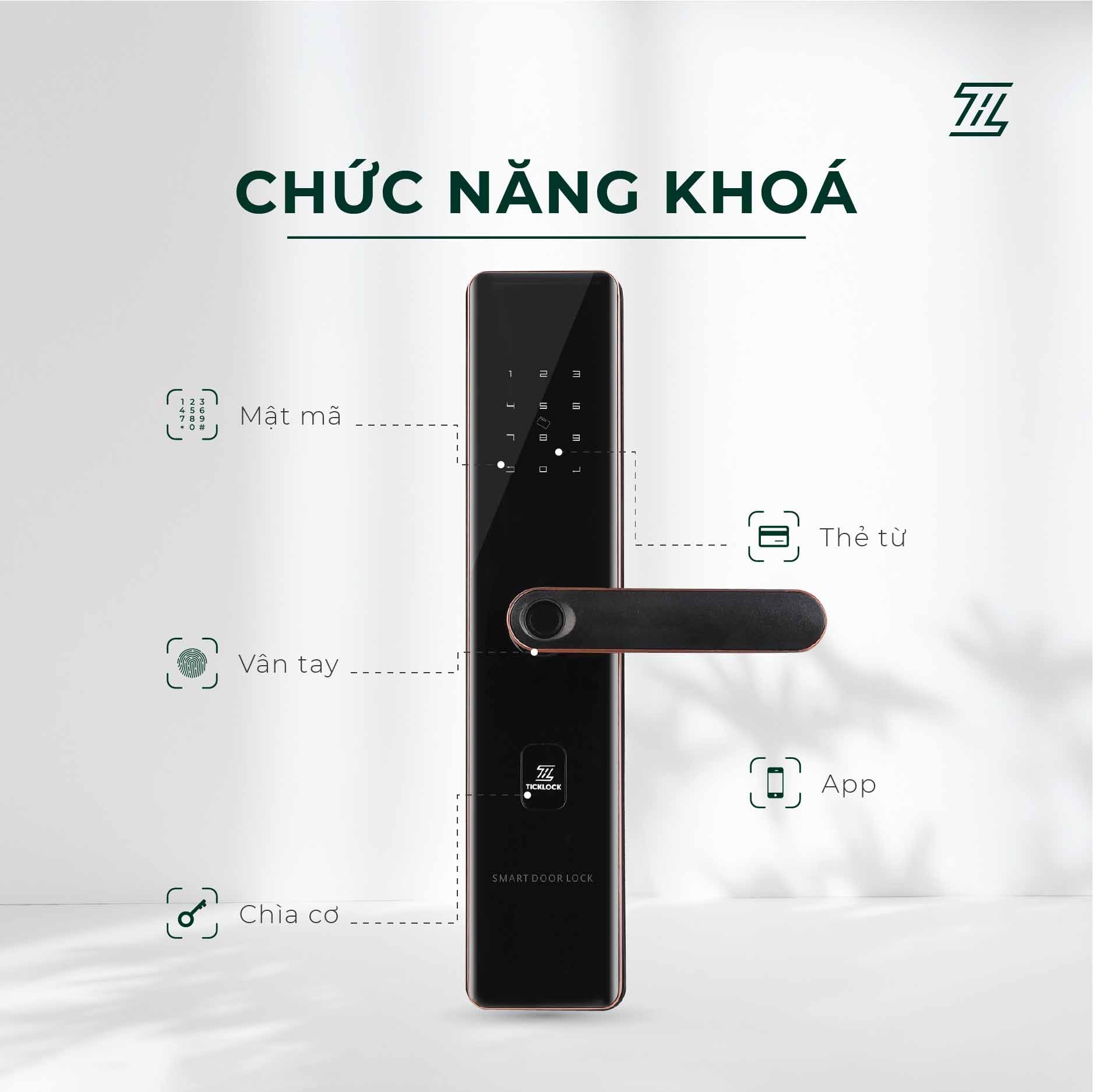 Khoá Vân Tay Thông Minh Ticklock Sl07 Red Bronze - Akia Smart Home Khoá Vân Tay Thông Minh Ticklock Sl07 Red Bronze - Akia Smart Home