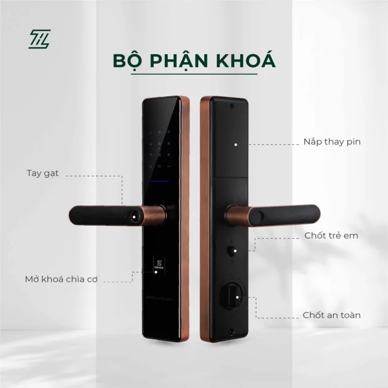 Khoá vân tay thông minh Ticklock SL07 Red Bronze - AKIA Smart Home