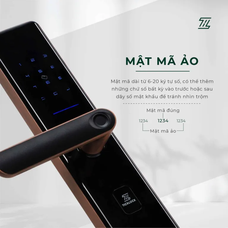 Khoá vân tay thông minh Ticklock SL07 Red Bronze - AKIA Smart Home