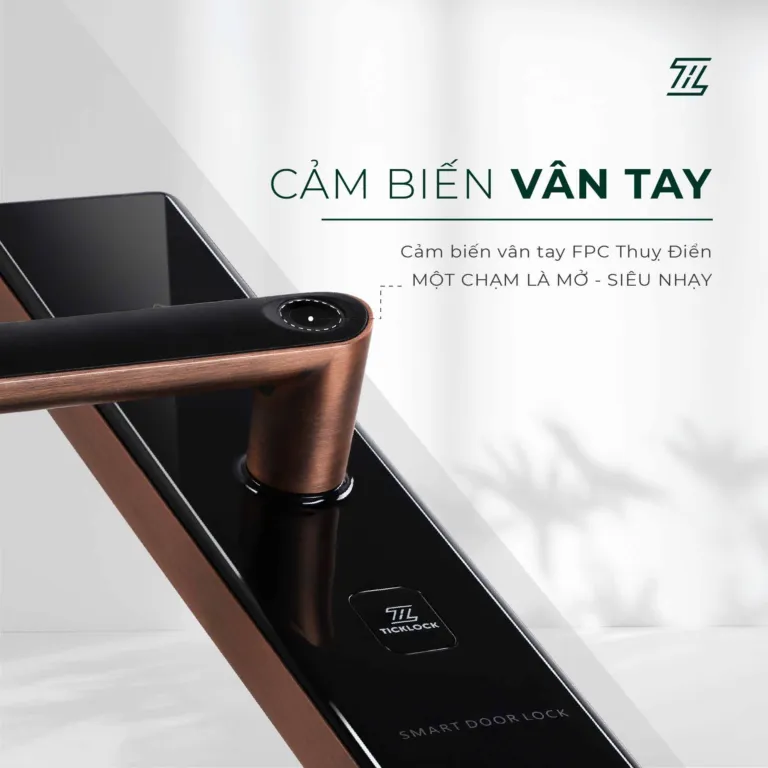 Khoá vân tay thông minh Ticklock SL07 Red Bronze - AKIA Smart Home