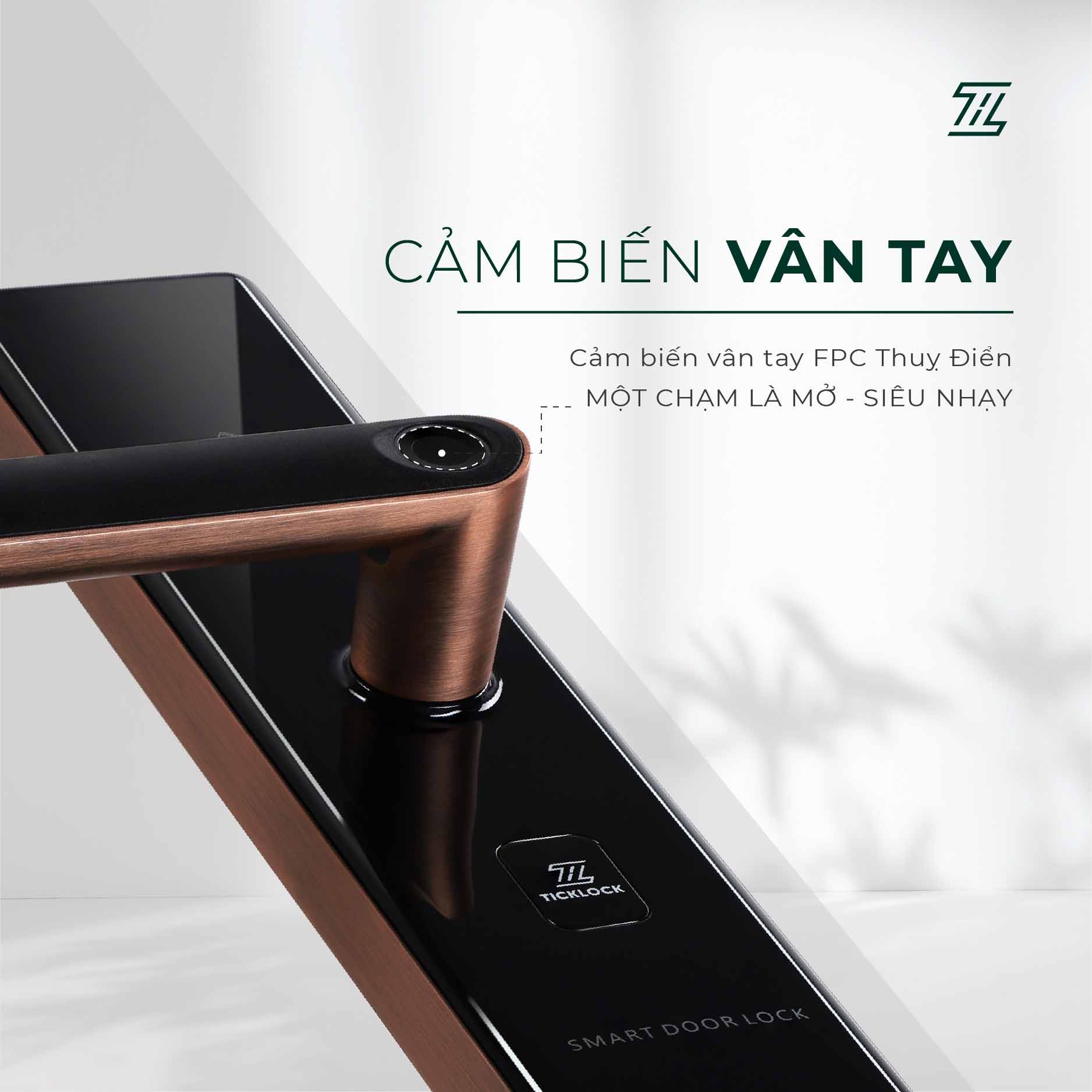 Khoá Vân Tay Thông Minh Ticklock Sl07 Red Bronze - Akia Smart Home Khoá Vân Tay Thông Minh Ticklock Sl07 Red Bronze - Akia Smart Home