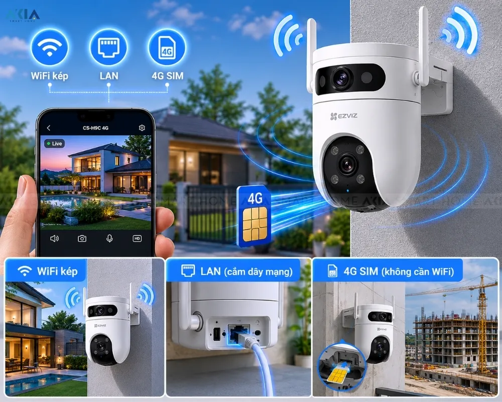 Camera Wifi Ngoài Trời 2 Mắt Kép Ezviz H9C 10Mp 16 Camera Wifi Ngoài Trời 2 Mắt Kép Ezviz H9C 10Mp - Akia Smart Home