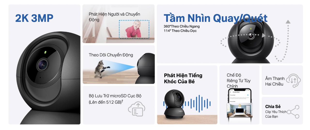 Camera Trong Nhà Tapo C211 2K 3Mp 7 Camera Trong Nhà Tapo C211 2K 3Mp - Akia Smart Home
