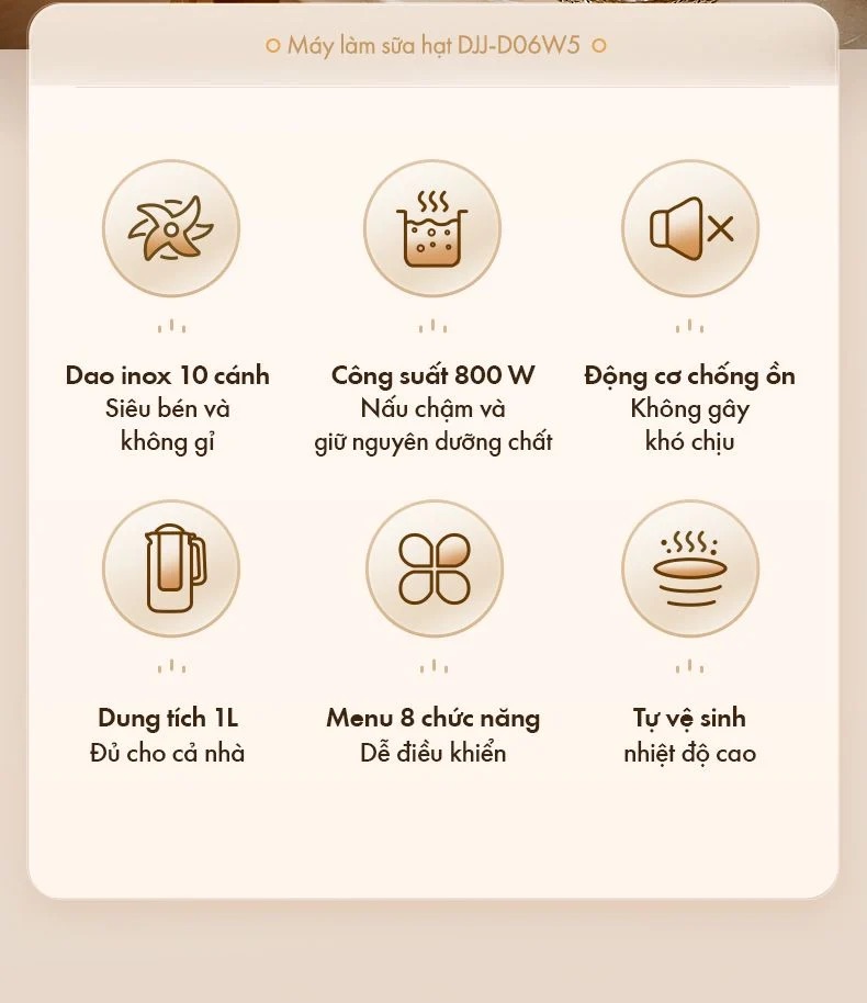 Máy Làm Sữa Hạt Bear Djj-D06W5 Đa Năng 16 Máy Làm Sữa Hạt Bear Djj-D06W5 Đa Năng - Akia Smart Home