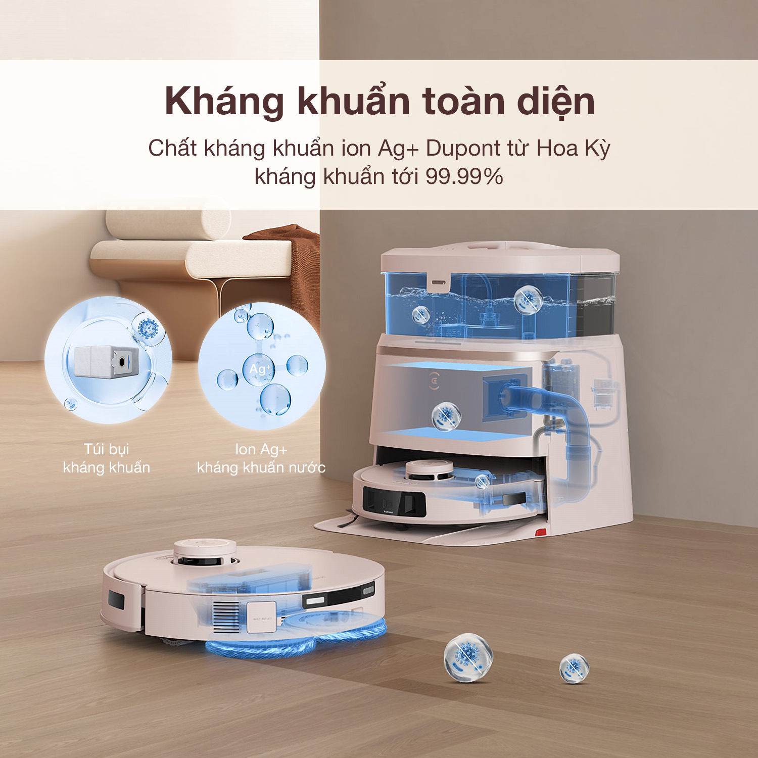 Robot Hút Bụi Lau Nhà Ecovacs T30 Pro Omni 32 Robot Hút Bụi Lau Nhà Ecovacs T30 Pro Omni - Akia Smart Home