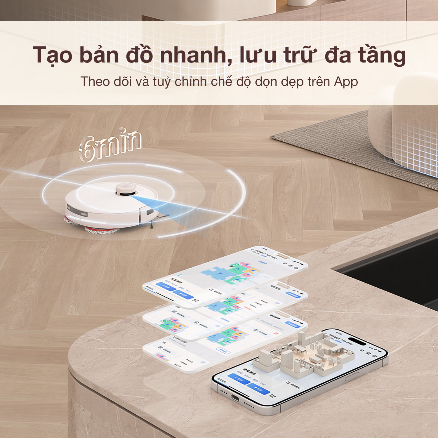 Robot Hút Bụi Lau Nhà Ecovacs T30 Pro Omni 34 Robot Hút Bụi Lau Nhà Ecovacs T30 Pro Omni - Akia Smart Home
