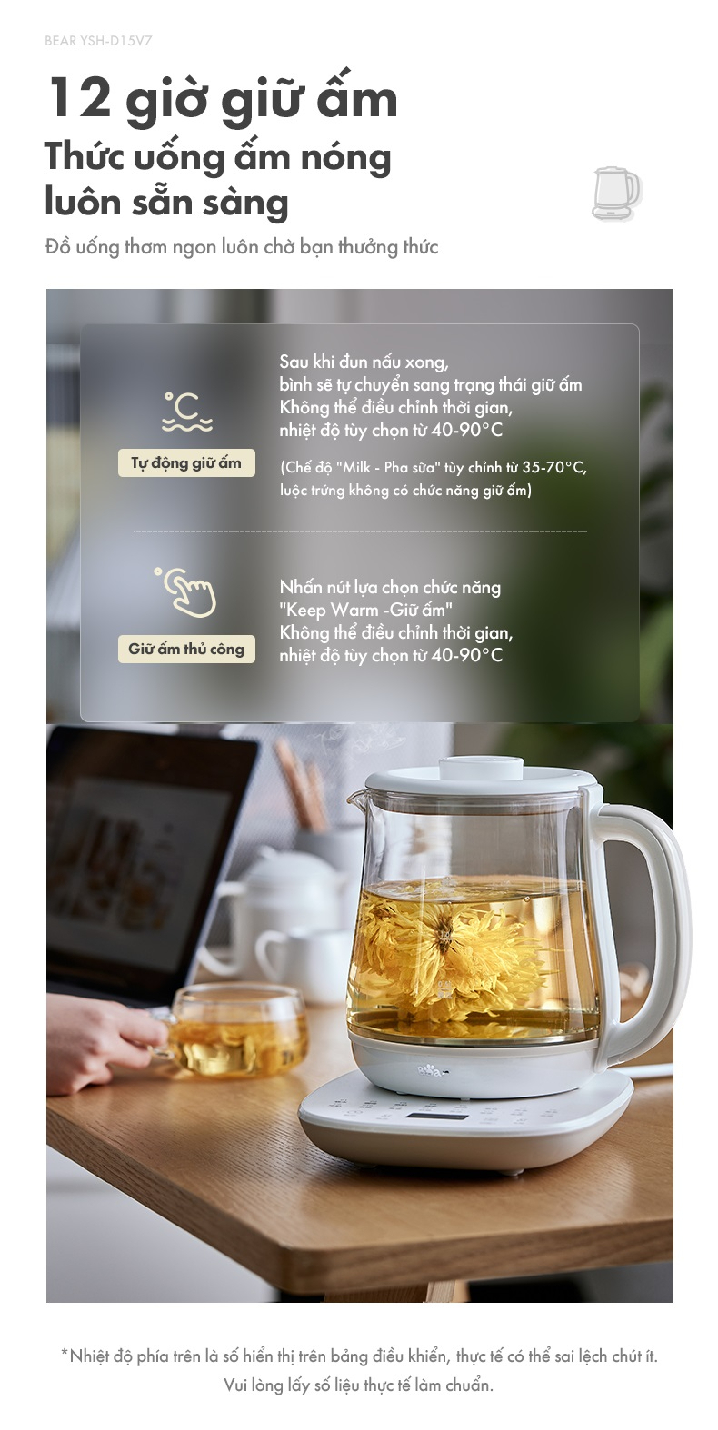 Bình Đun Đa Năng Bear 1.5L Ysh-D15V7 Bình Đun Đa Năng Bear 1.5L Ysh-D15V7