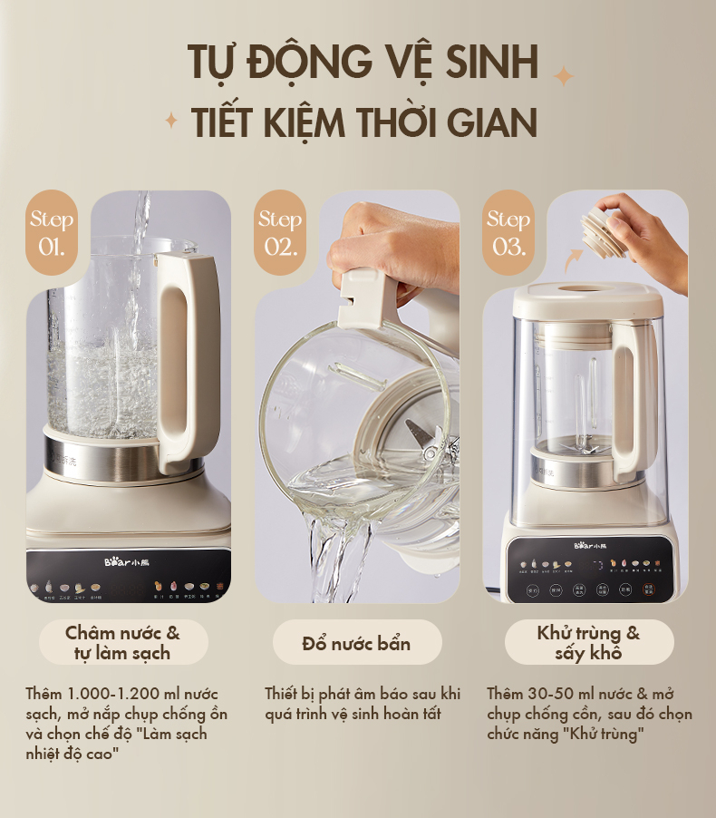 Máy Làm Sữa Hạt Đa Năng Bear Pbj-D08T1 18 Máy Làm Sữa Hạt Đa Năng Bear Pbj-D08T1