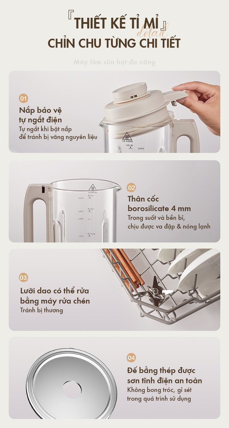 Máy Làm Sữa Hạt Đa Năng Bear Pbj-D08T1 20 Máy Làm Sữa Hạt Đa Năng Bear Pbj-D08T1