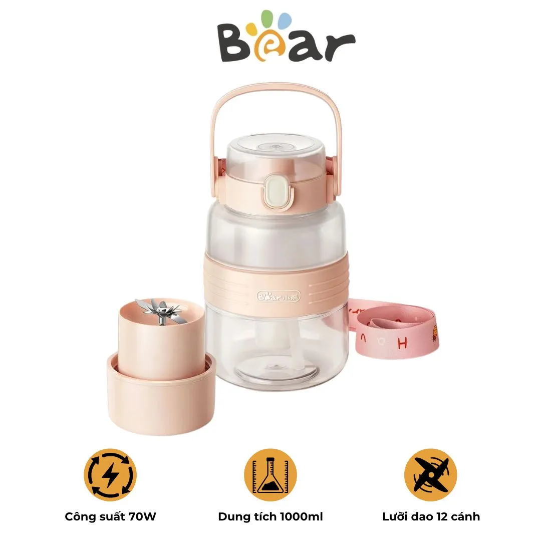 Máy xay sinh tố cầm tay Bear LLJ – P10X5 – Công suất 70 W – Thiết kế màu hồng | AKIA