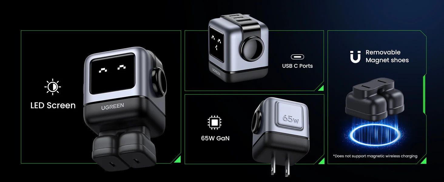 Củ Sạc Nhanh Ugreen Robogan Mini 65W Cd361 Sạc Nhanh, Chân Dẹt 3 Củ Sạc Nhanh Ugreen Robogan Mini 65W Cd361 Sạc Nhanh, Chân Dẹt - Akia Smart Home
