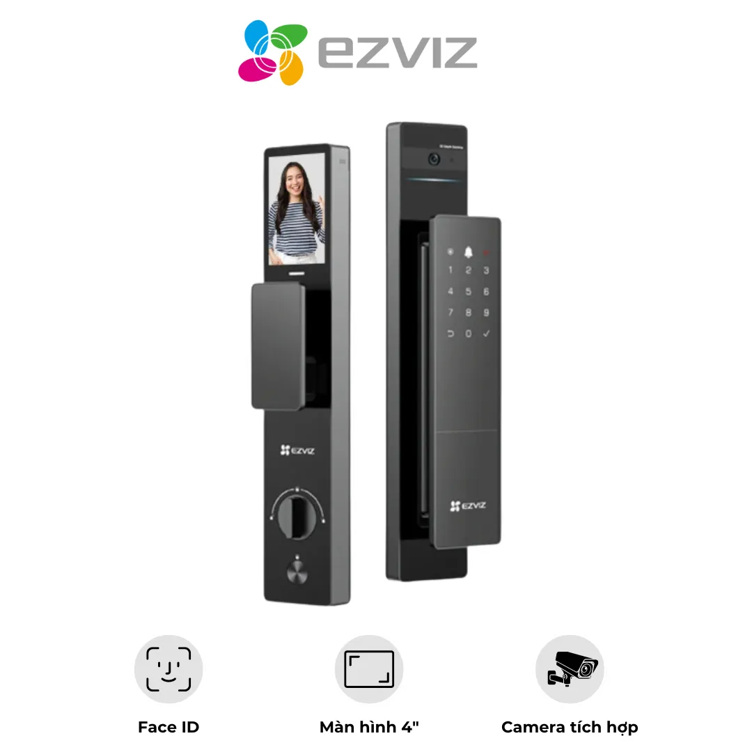 Khóa cửa thông minh Ezviz DL50FVS – Nhận diện khuôn mặt 3D – Camera an ninh tích hợp | AKIA