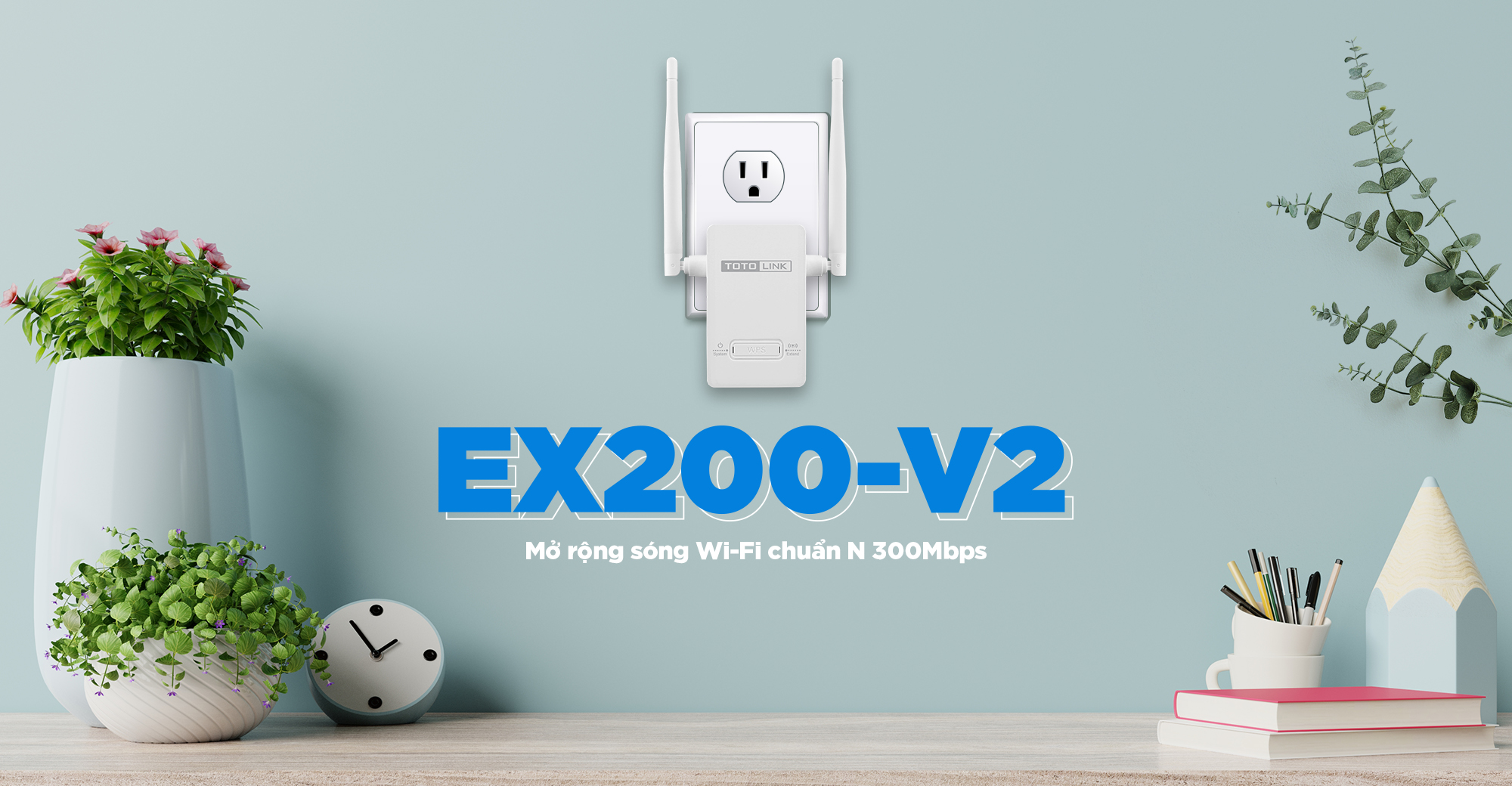 Bộ Mở Rộng Sóng Wi-Fi Totolink Ex200_V2 Chuẩn N 300Mbps 12 Totolink Ex200 V2