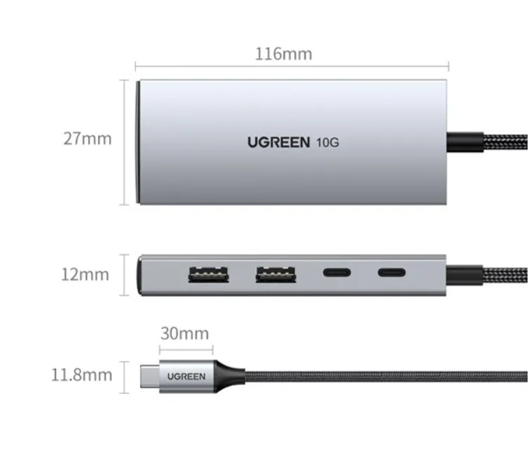 Bộ chia USB-C Ugreen 30758 – 2 cổng USB-A 3.2, 2 cổng USB-C 3.2, tốc độ 10Gbps | AKIA