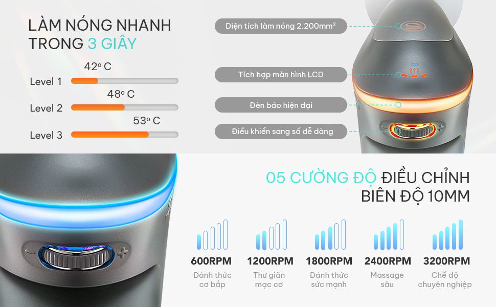 Sung-Massage-Skg-F7-E-09 Súng Massage Skg F7-E Áp Dụng Công Nghệ Với Tính Năng Thông Minh