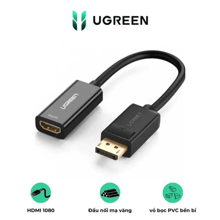 Cáp chuyển Displayport sang HDMI 1080P@60Hz Ugreen 40362 | AKIA