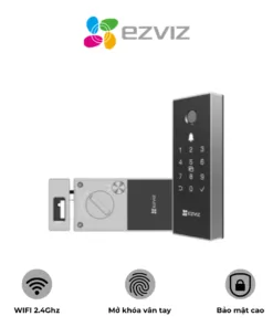 Khóa Cửa Thông Minh Ezviz Dl03 Pro – Hỗ Trợ Mở Khóa Bằng Vân Tay, Mật Khẩu, Thẻ Từ Và Ứng Dụng Di Động, Kết Nối Wi-Fi 2.4 Ghz, Tích Hợp Camera Ezviz