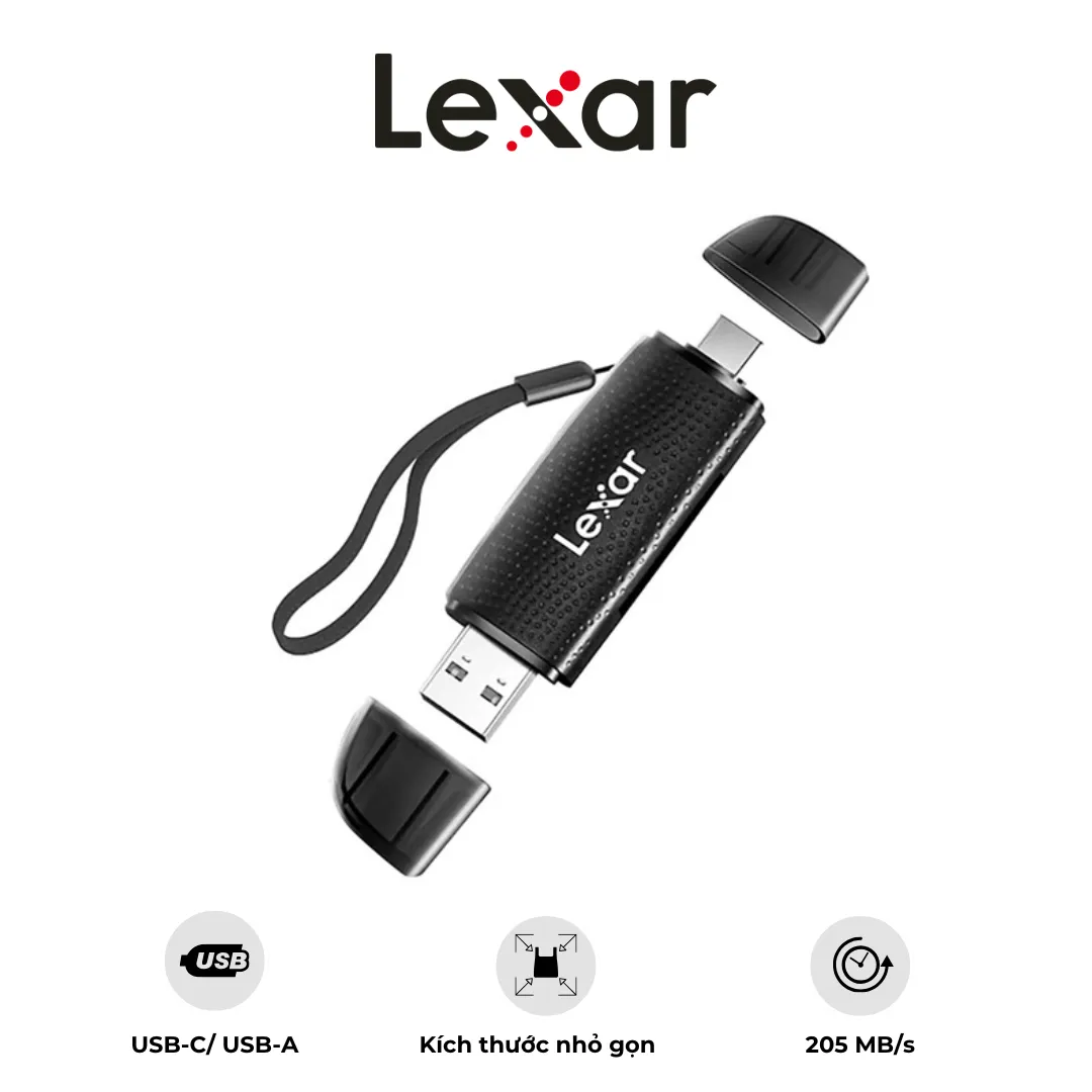 Đầu đọc thẻ nhớ Lexar Dual – Slot USB – A/C – Tốc độ truyền tải 205MB/s – Kết nối USB – A và USB – C | AKIA