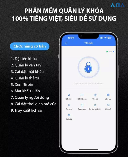 Khóa Cổng Vân Tay Thông Minh Akia N1 Chống Nước 37 Khóa Cổng Vân Tay Thông Minh Akia N1 Chống Nước