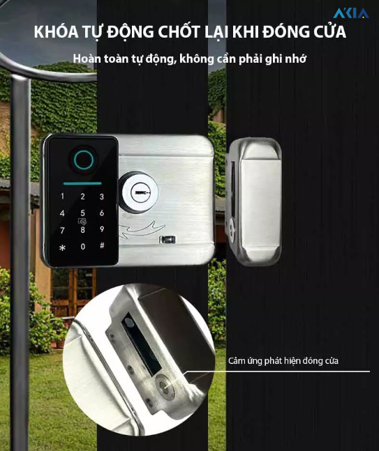 Khóa Cổng Vân Tay Thông Minh Akia N1 Chống Nước 40 Khóa Cổng Vân Tay Thông Minh Akia N1 Chống Nước