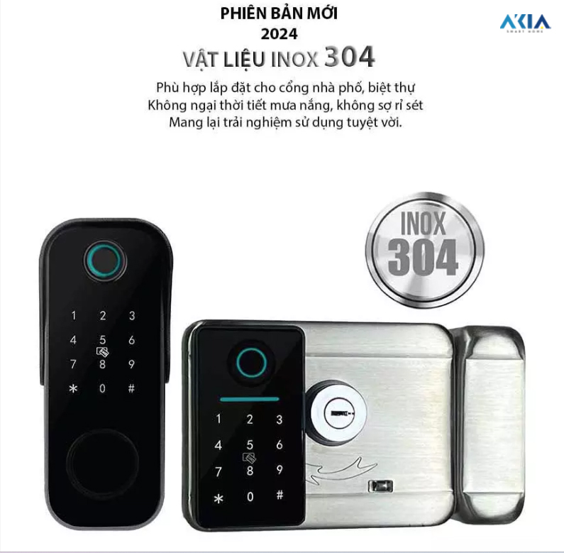 Khóa Cổng Vân Tay Thông Minh Akia N1 Chống Nước 32 Khóa Cổng Vân Tay Thông Minh Akia N1 Chống Nước