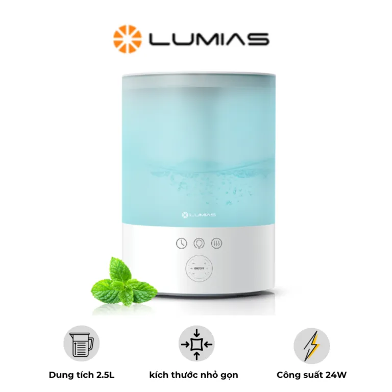 Máy tạo độ ẩm phun sương Lumias HUL – 24W – Dung tích 2,5L, 3 chế độ phun sương | AKIA