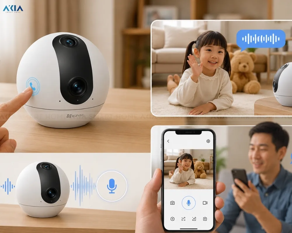 Camera Wifi Trong Nhà 2 Mắt Ezviz C60P Dual 2K 3Mp 14 Camera Trong Nhà Ezviz C60P Dual Mix 2K – Góc Nhìn Dọc 96° – Quay Ngang 340° - Akia Smart Home