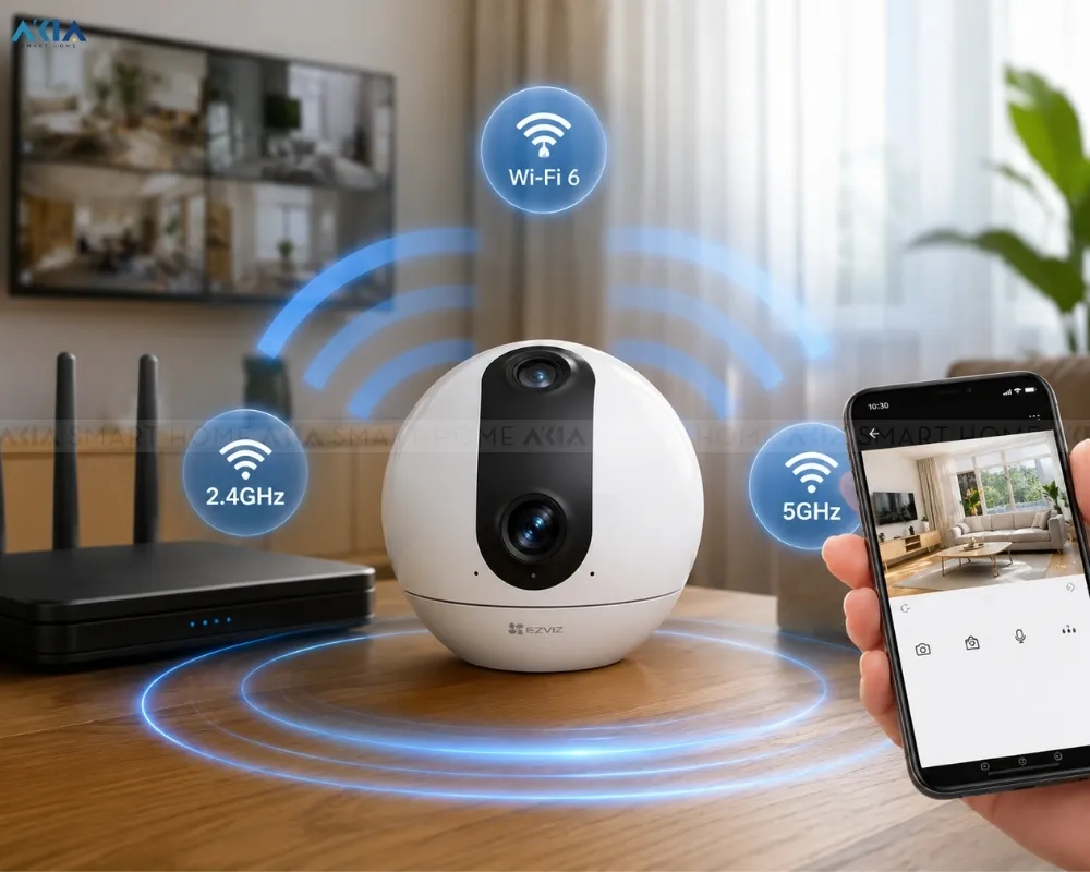 Camera Wifi Trong Nhà 2 Mắt Ezviz C60P Dual 2K 3Mp 15 Camera Trong Nhà Ezviz C60P Dual Mix 2K – Góc Nhìn Dọc 96° – Quay Ngang 340° - Akia Smart Home
