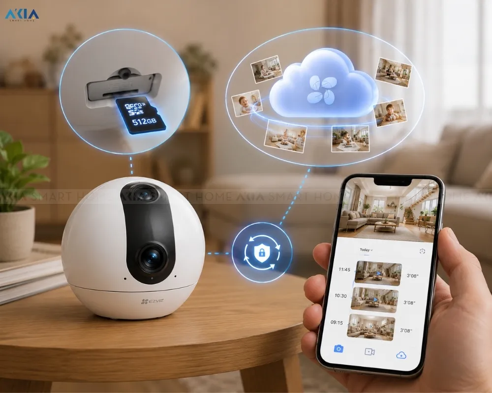 Camera Wifi Trong Nhà 2 Mắt Ezviz C60P Dual 2K 3Mp 17 Camera Trong Nhà Ezviz C60P Dual Mix 2K – Góc Nhìn Dọc 96° – Quay Ngang 340° - Akia Smart Home