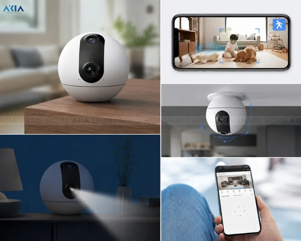 Camera Wifi Trong Nhà 2 Mắt Ezviz C60P Dual 2K 3Mp 18 Camera Trong Nhà Ezviz C60P Dual Mix 2K – Góc Nhìn Dọc 96° – Quay Ngang 340° - Akia Smart Home