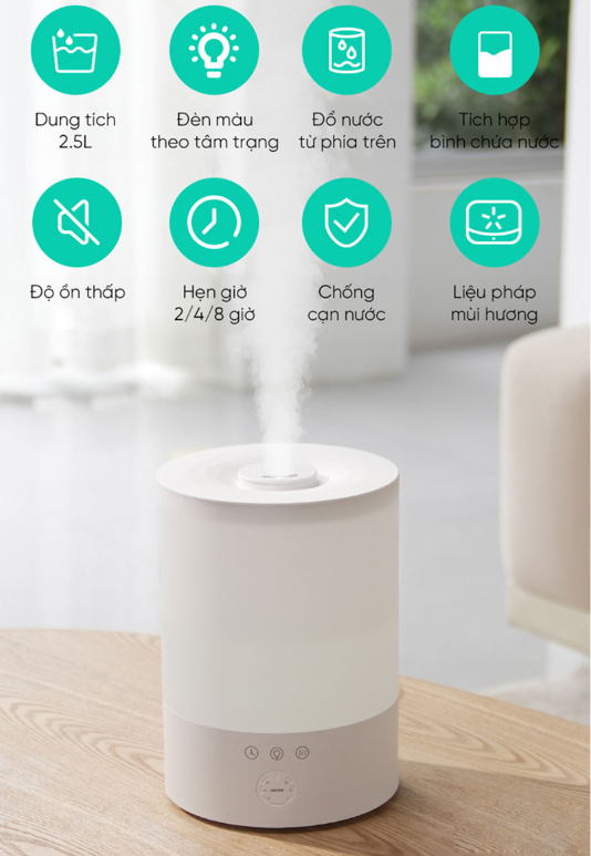 Máy Tạo Độ Ẩm Phun Sương Lumias Hul - 24W - Dung Tích 2,5L, 3 Chế Độ Phun Sương 6 Máy Tạo Độ Ẩm Phun Sương Lumias Hul - 24W - Dung Tích 2,5L, 3 Chế Độ Phun Sương
