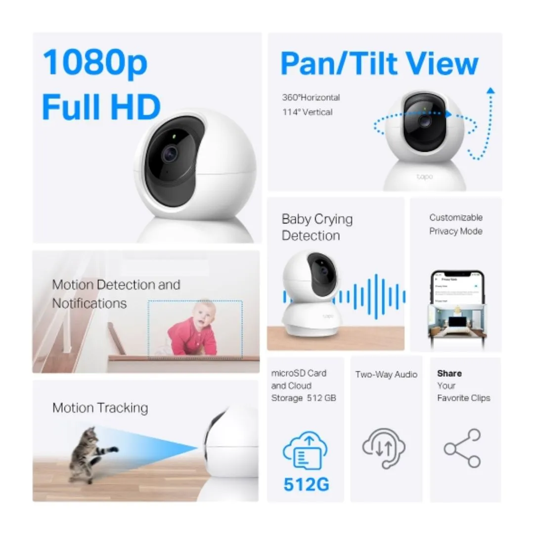 Camera Wi-Fi an ninh gia đình quay quét Tapo C200C | AKIA