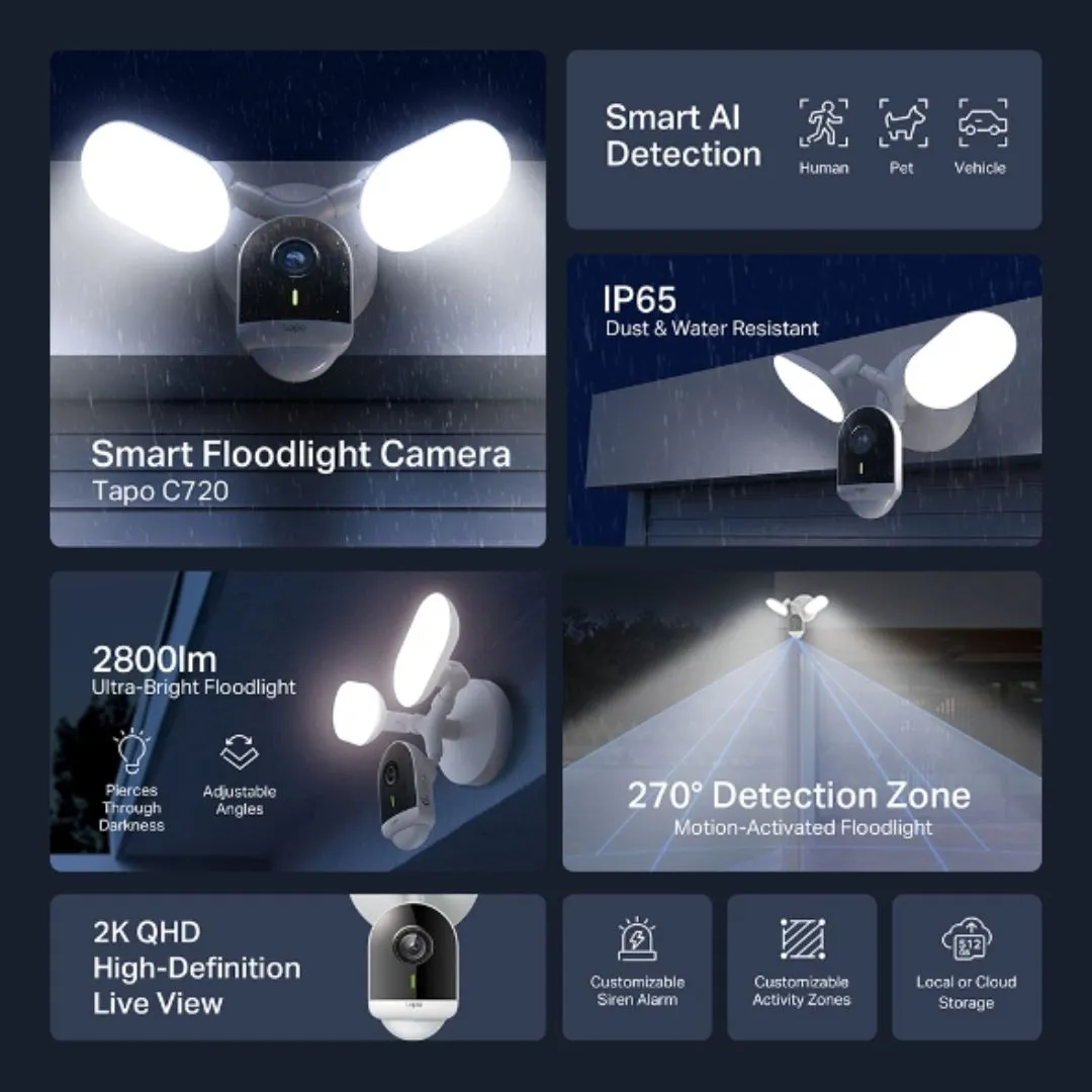 Camera Ngoài Trời TP – Link Tapo C720 – Đèn pha 2800 Lumens – Độ phân giải 2K QHD | AKIA