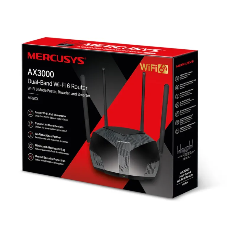 Router Wi-Fi 6 băng tần kép Mercusys MR80X – AX3000 | AKIA