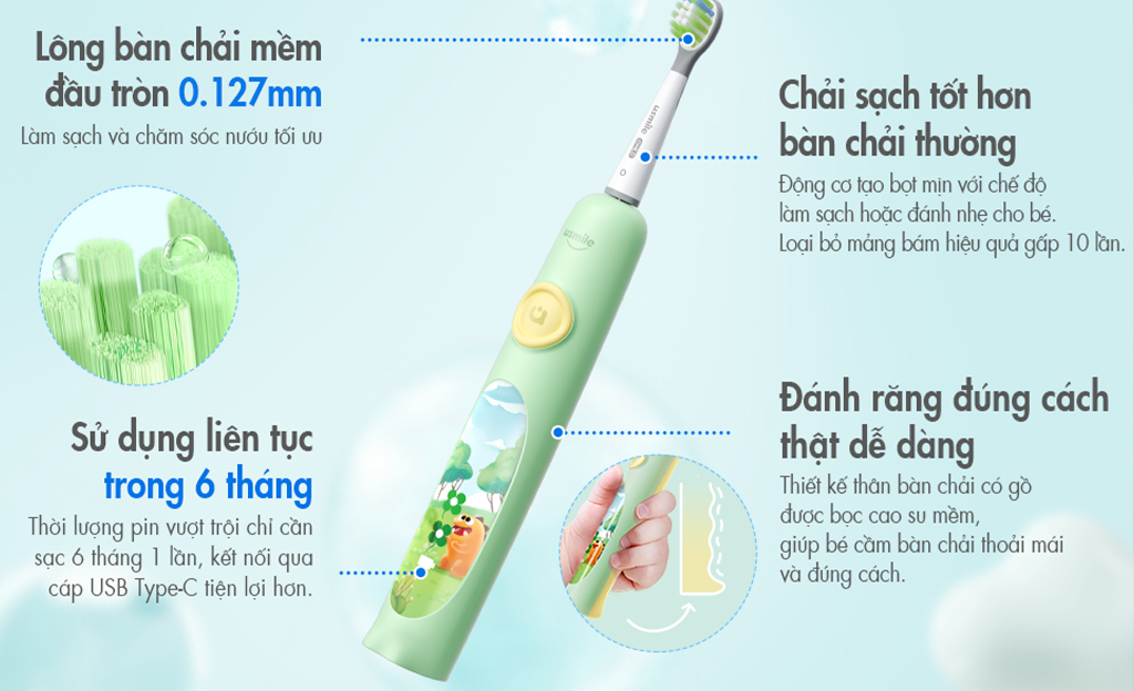 Bàn Chải Điện Dành Cho Trẻ Em Usmile Q4 7 Bàn Chải Điện Dành Cho Trẻ Em Usmile Q4