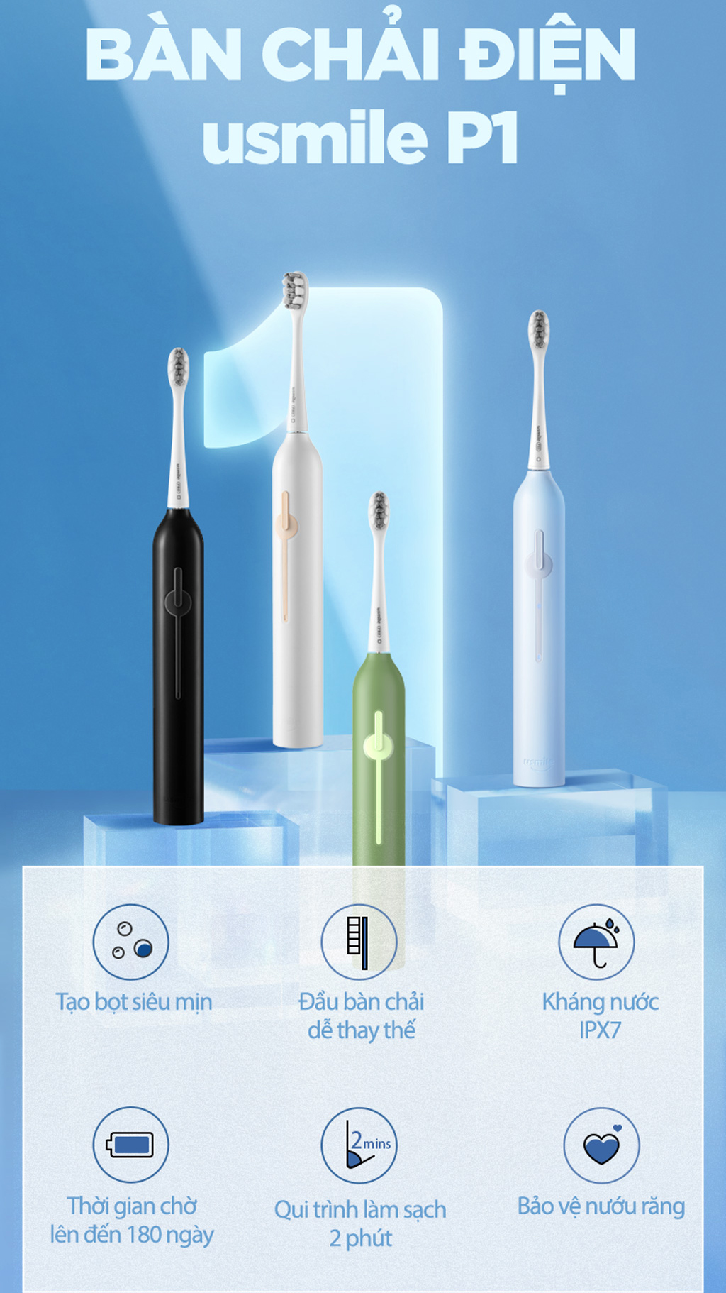 Bàn Chải Điện Sóng Siêu Âm Usmile P1 41 Bàn Chải Điện Sóng Siêu Âm Usmile P1