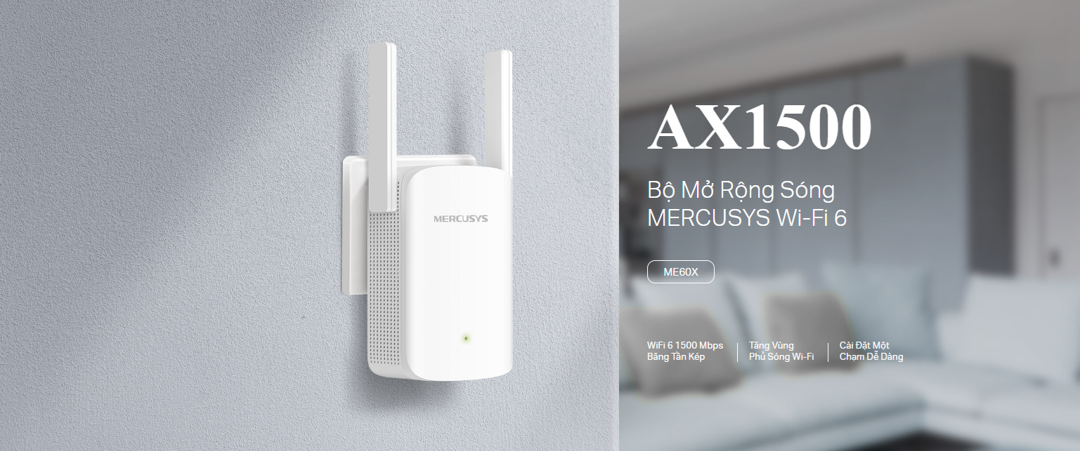 Bộ Mở Rộng Sóng Wi-Fi 6 Mercusys Me60X 12 Bộ Mở Rộng Sóng Wi-Fi 6 Mercusys Me60X