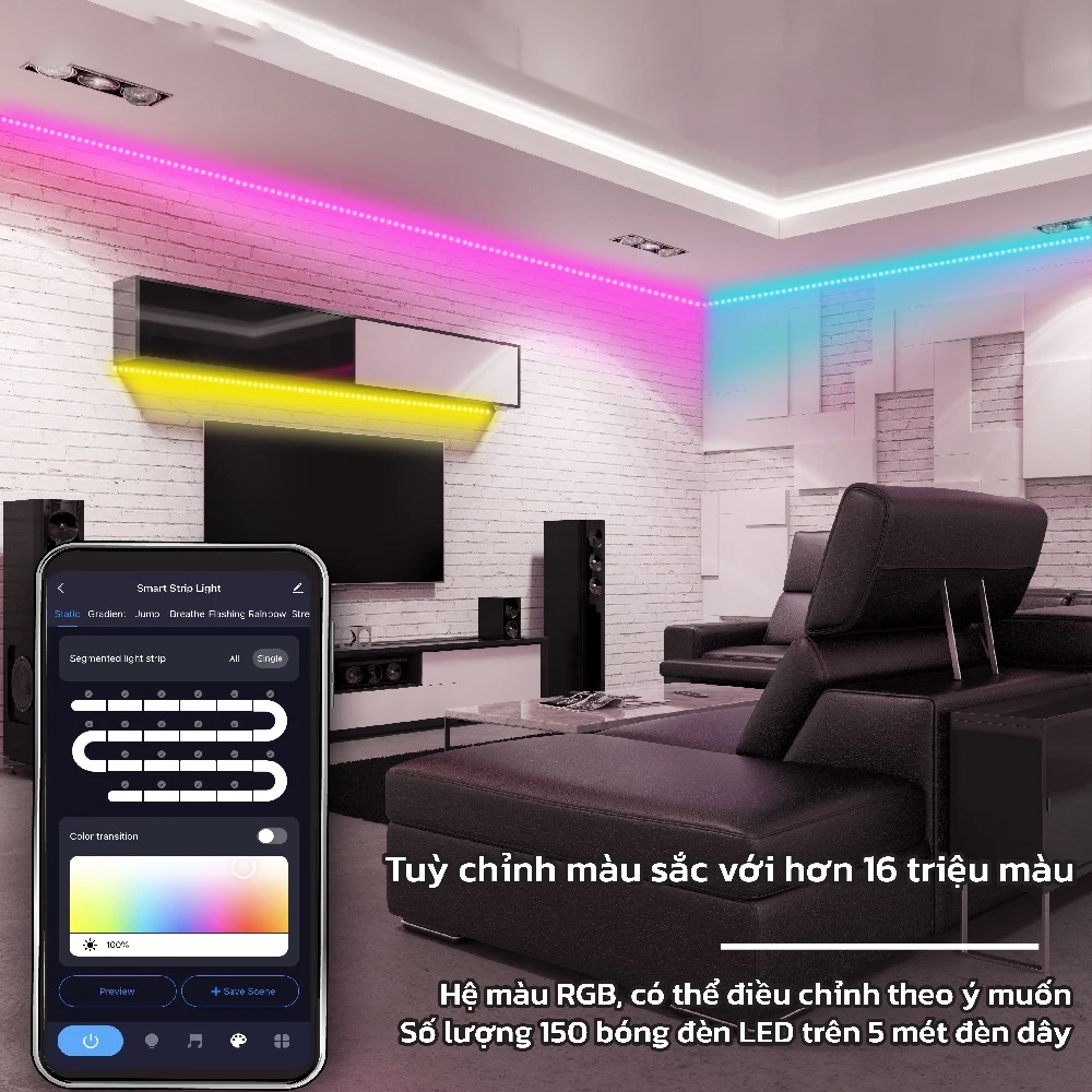 Đèn Dây Led Thông Minh T3 Smart Strip Light Chống Thấm Nước, Nhấp Nháy Theo Nhạc 5M,10M 8 Đèn Dây Led Thông Minh T3 Smart Strip Light-1