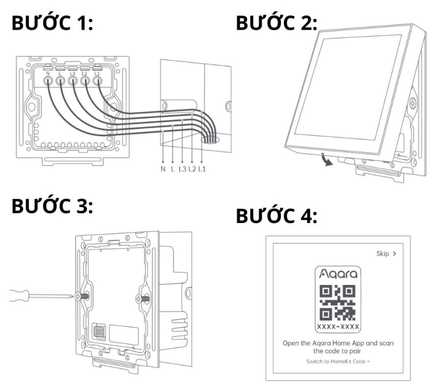 Công Tắc Màn Hình Cảm Ứng Aqara S100 - Panel Switch Aqara S100 38 Công Tắc Vuông Màn Hình Cảm Ứng Aqara S100
