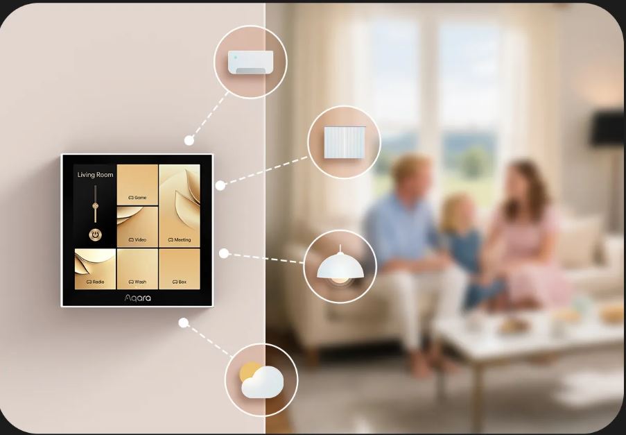 Công Tắc Màn Hình Cảm Ứng Aqara S100 - Panel Switch Aqara S100 33 Công Tắc Vuông Màn Hình Cảm Ứng Aqara S100