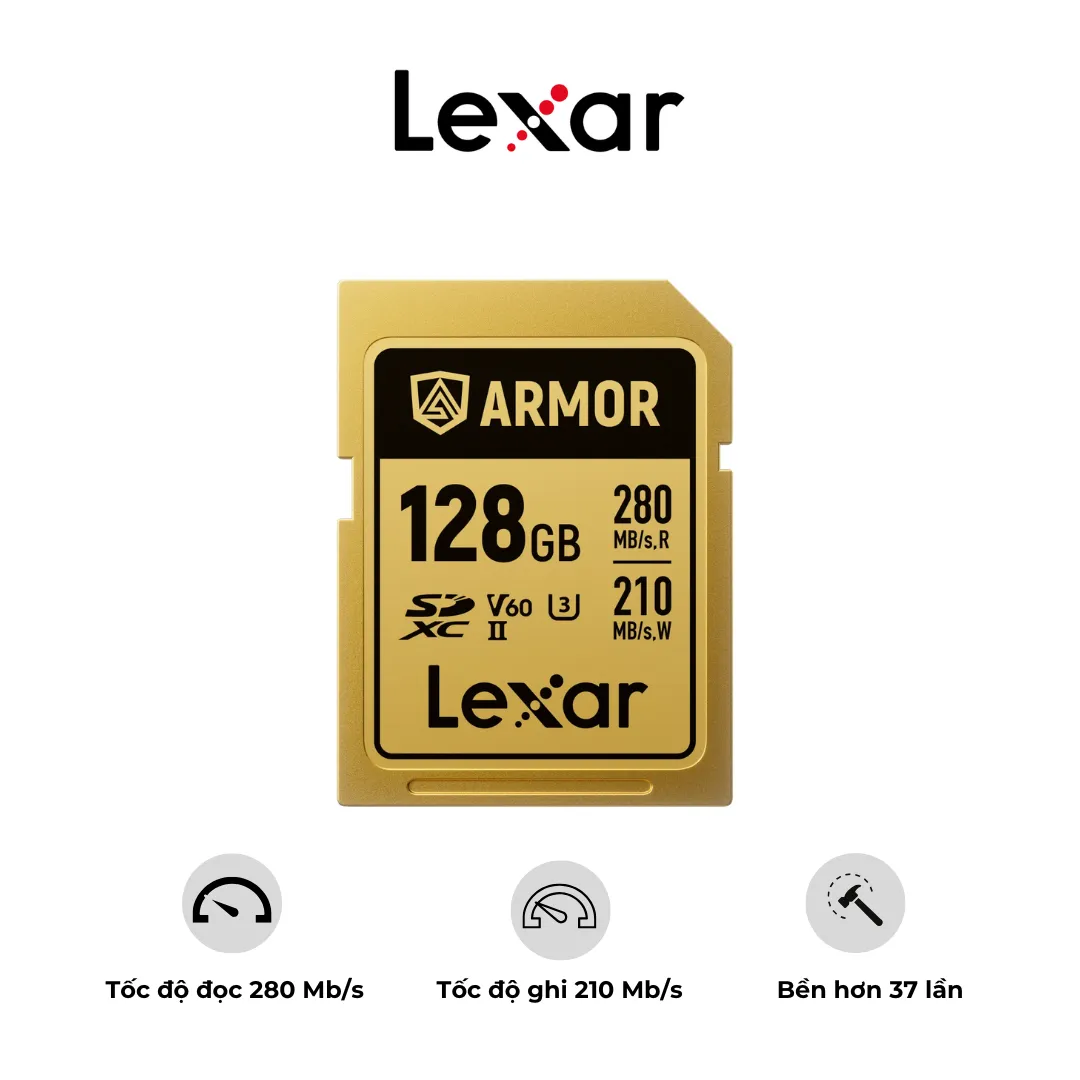 Thẻ Nhớ Lexar ARMOR GOLD SDXC UHS – II 128GB – Chống Nước – Chống Sốc | AKIA