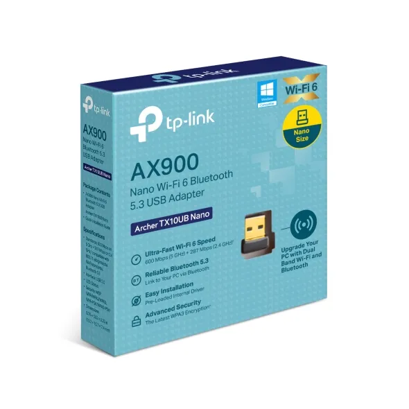 USB Wi-Fi 6 AX900 & Bluetooth 5.3 Nano Tp-link Archer TX10UB Nano