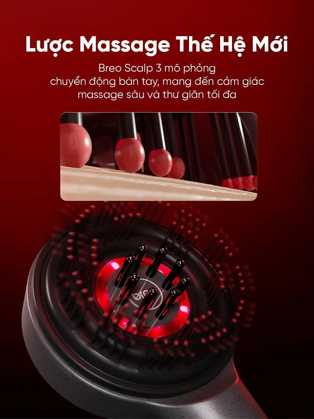 Máy Massage Da Đầu Breo Scalp 3 20 Lược Massage Da Đầu Breo Scalp 3 Đen