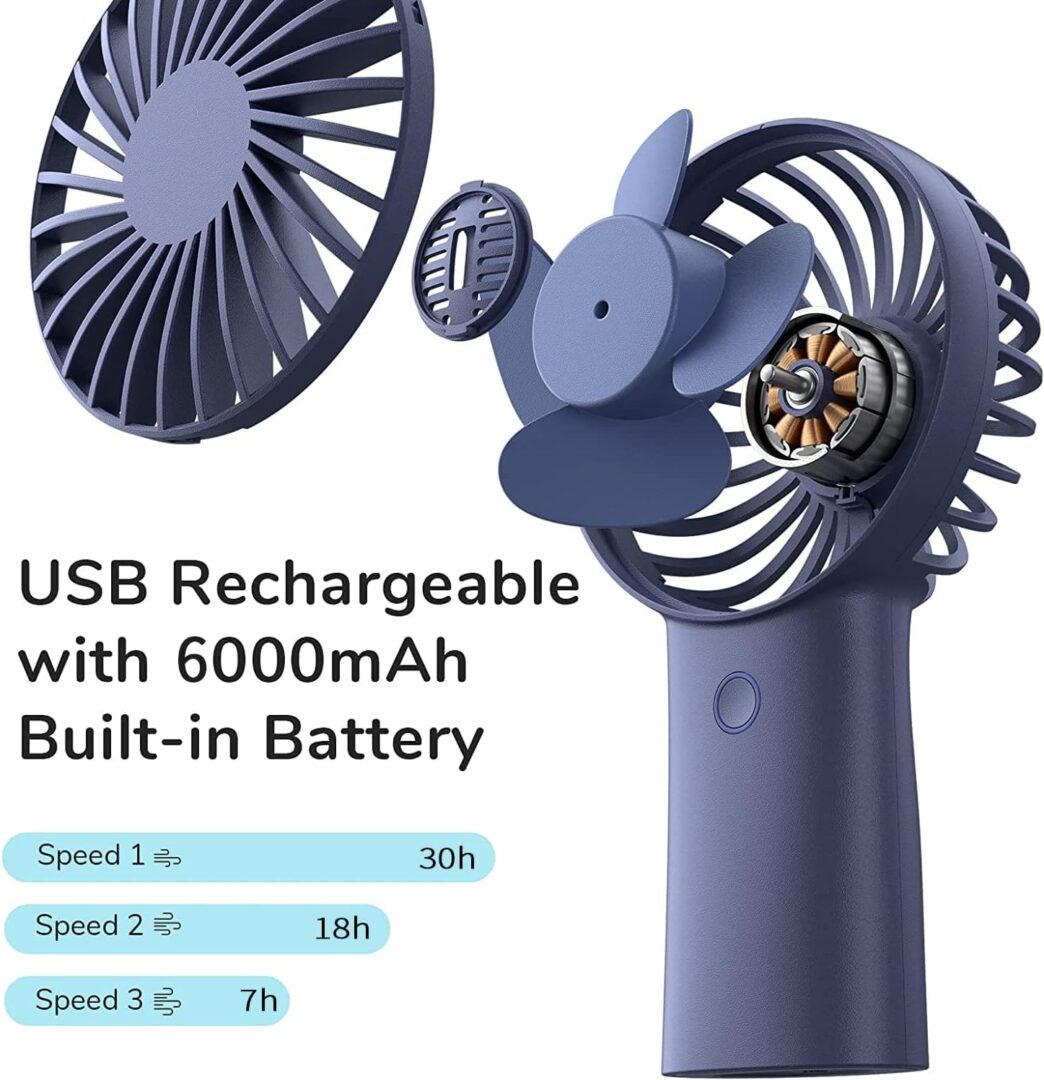 Quạt Cầm Tay Mini Jisulife F2D - Pin 6000Mah, Dùng 30 Giờ 10 Quạt Cầm Tay Mini Jisulife F2D Sạc Nhanh, Pin 30 Giờ