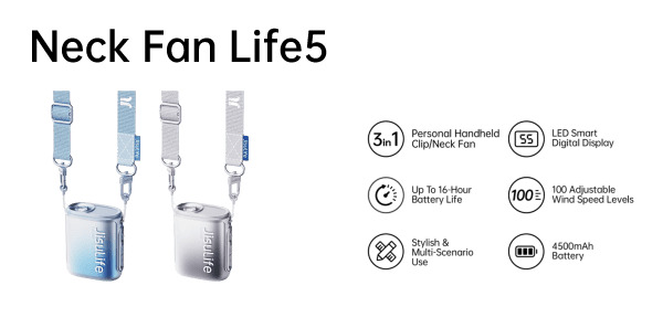 Quạt Đeo Cổ Jisulife Neck Fan Life5 Pin 4500Mah 33 Quạt Đeo Cổ Jisulife Neck Fan Life5 Pin 4500Mah