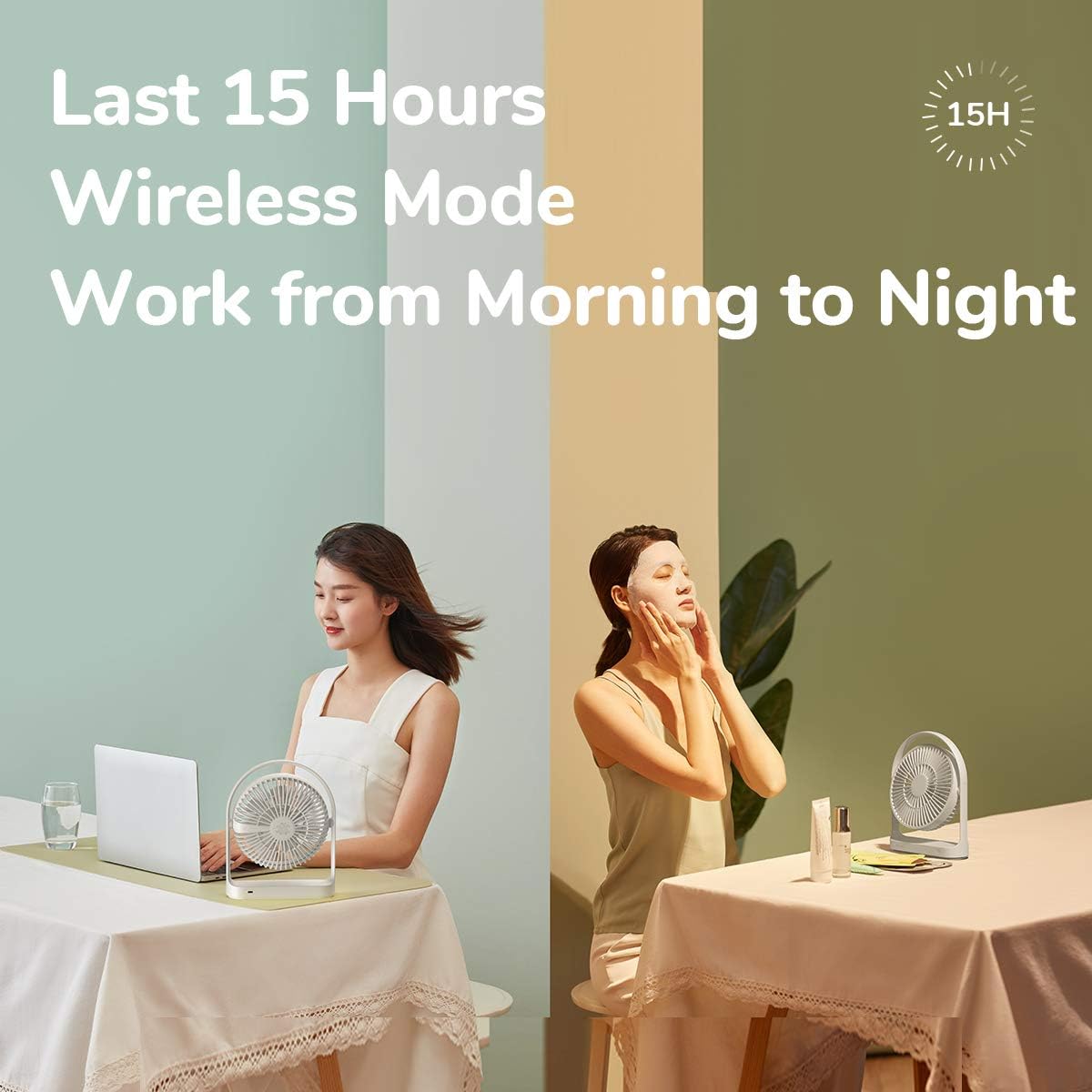Quạt Tích Điện Để Bàn Jisulife Fa19 - Xoay 330°, Pin 4000Mah 15 Giờ, 4 Tốc Độ Gió, Đèn Ngủ Led 30 Quạt Tích Điện Để Bàn Jisulife Fa19 Xoay 330 Độ, Pin 15 Giờ
