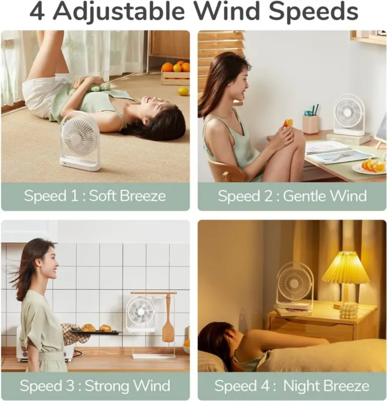 Quạt tích điện để bàn JISULIFE FA19 Xoay 330 Độ, pin 15 giờ