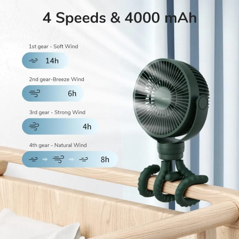 Quạt tích điện cho bé Baby Fan Life 1 Jisulife FA24 chân bạch tuộc đa năng