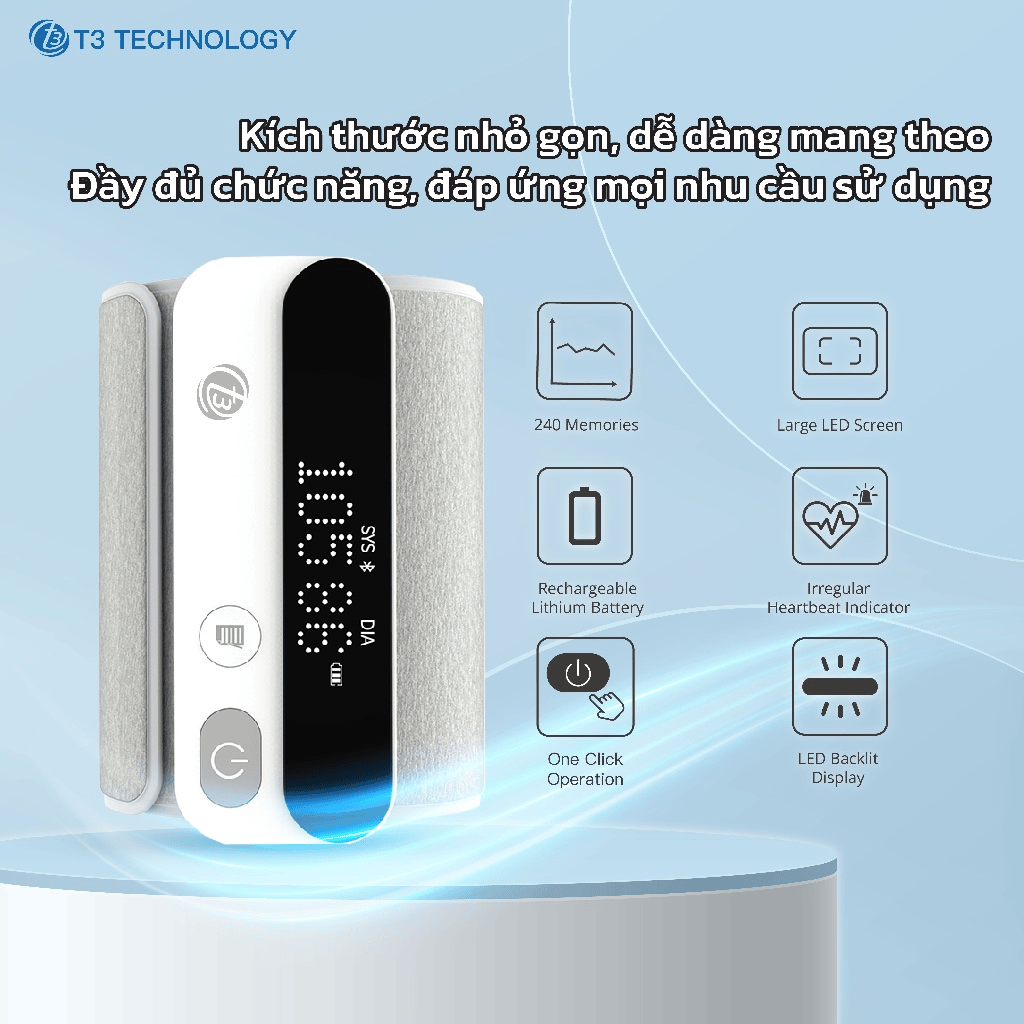 Máy Đo Huyết Áp T3 Smart Bp1 - Đo Nhịp Tim, Kết Nối App 8 Máy Đo Huyết Áp T3 Smart Bp1
